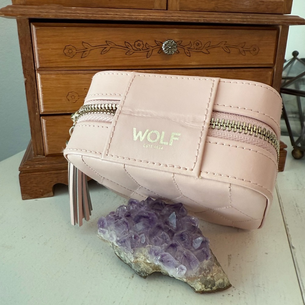 WOLF Pink Mini Bag with Textured Finish and Silver Zipper